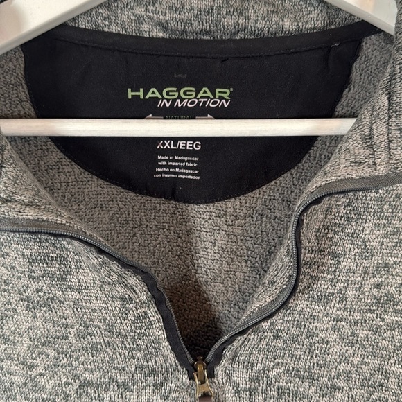 Haggar In Motion Taupe Knit Fleece 1/4 Zip Pop Over Sweater Size XXL - Picture 2 of 6